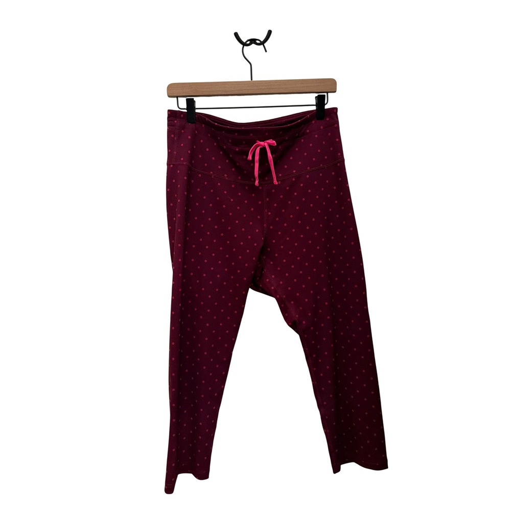 Old Navy Active Go-Dry Polka Dot Cropped Leggings Maroon Pink XL Fitted Workout